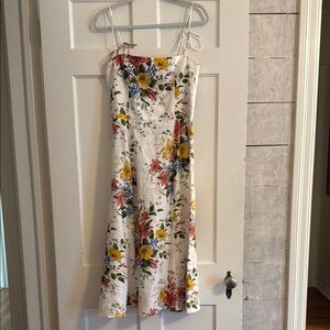 Reformation White and Yellow Spaghetti Strap Sundress